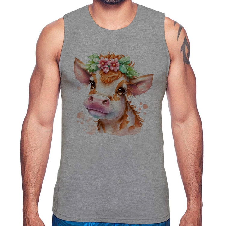 Regata Vaquinha E Flores - Cinza