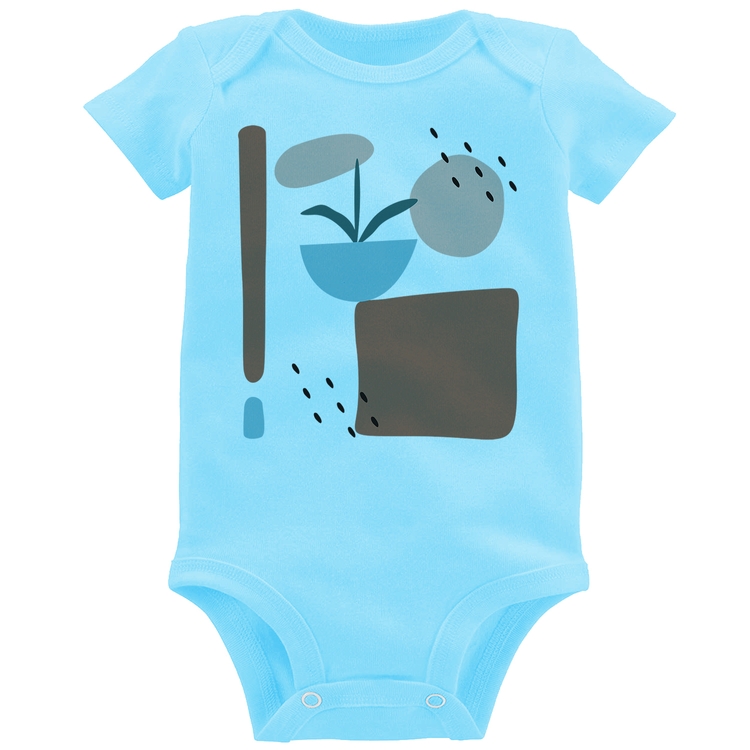 Body Bebê Vaso de Planta Minimalista Abstrato - Azul Bebê