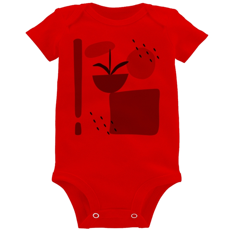 Body Bebê Vaso de Planta Minimalista Abstrato - Vermelho
