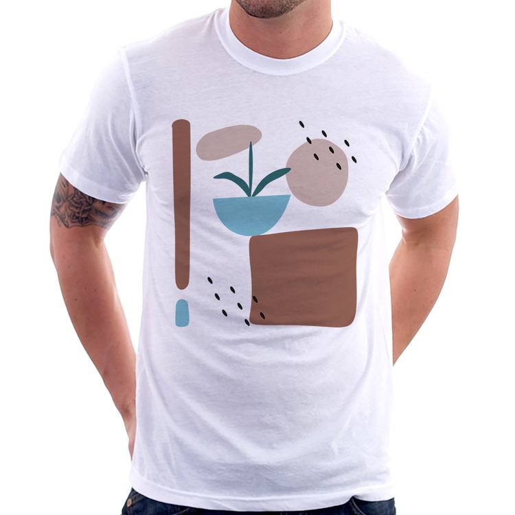 Camiseta Vaso de Planta Minimalista Abstrato
