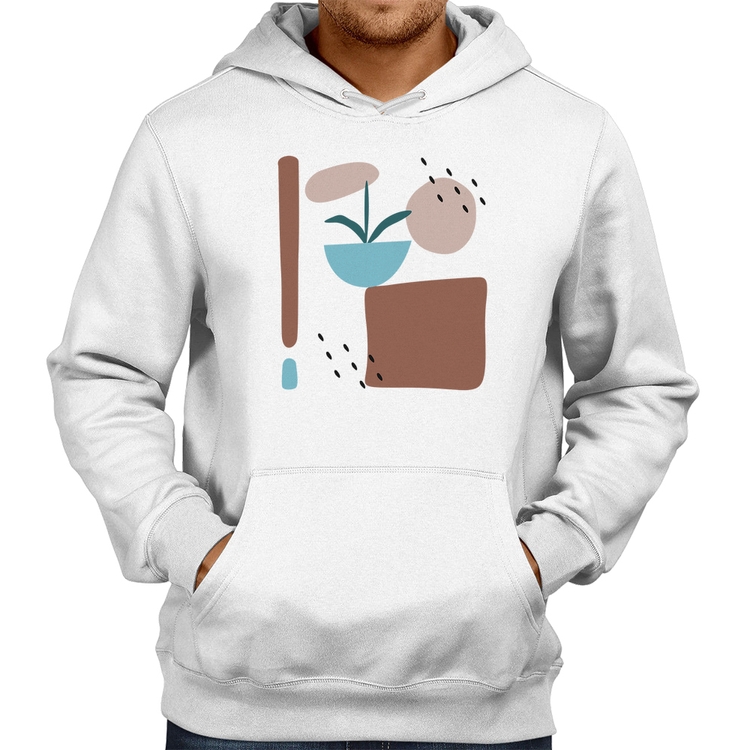 Moletom Vaso de Planta Minimalista Abstrato - Branco