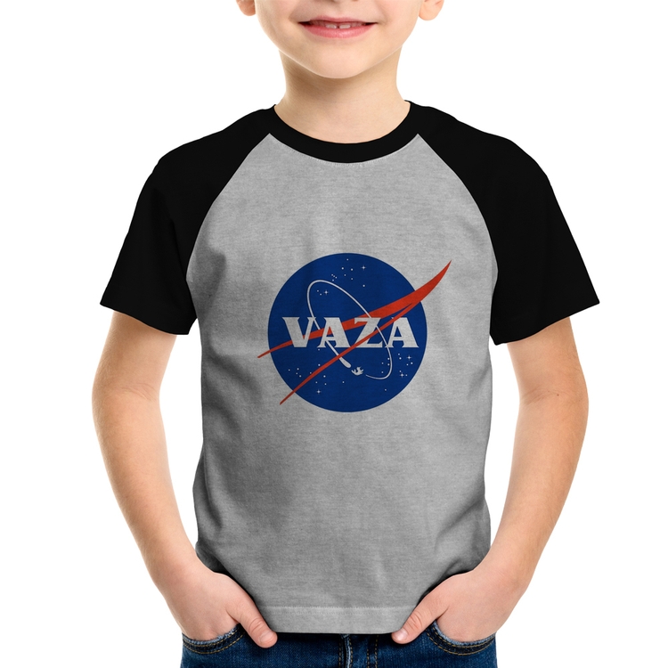 Camiseta Raglan Infantil Vaza - Cinza/Preto