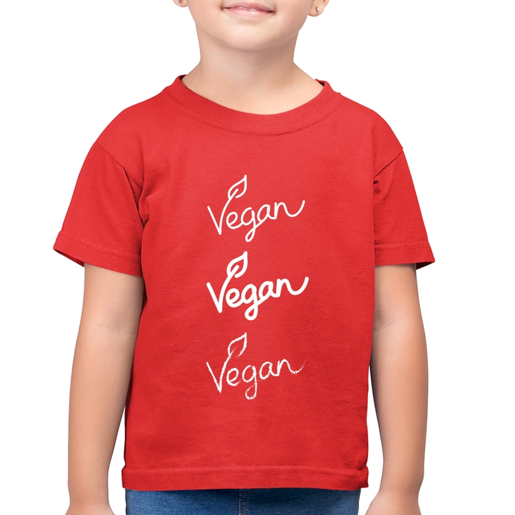 Camiseta Algodão Infantil Vegan - Vermelha