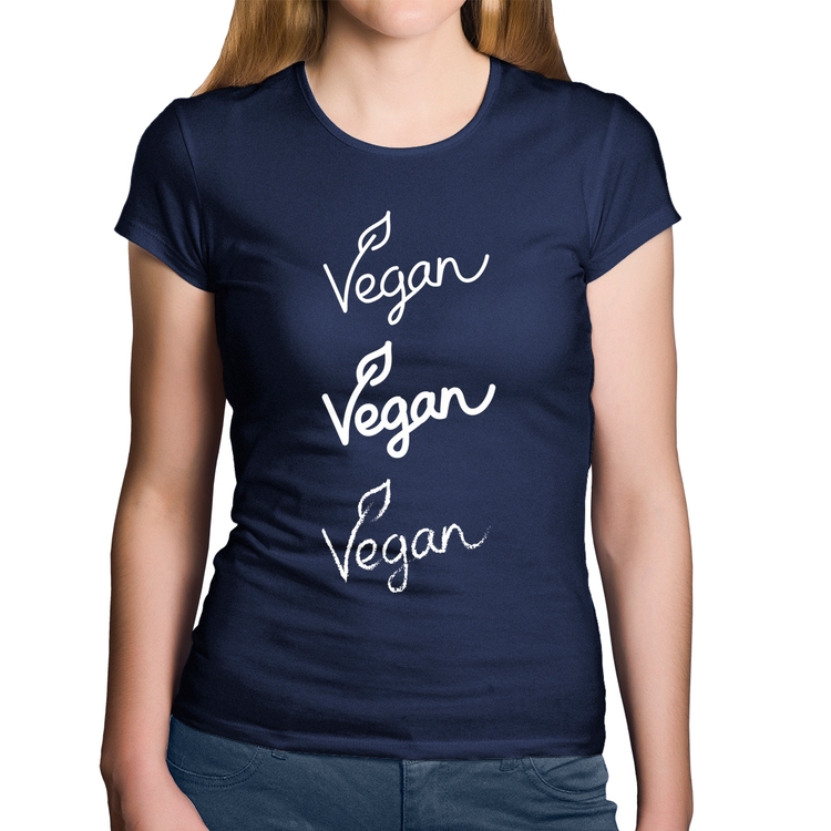 Baby Look Algodão Vegan - Marinho