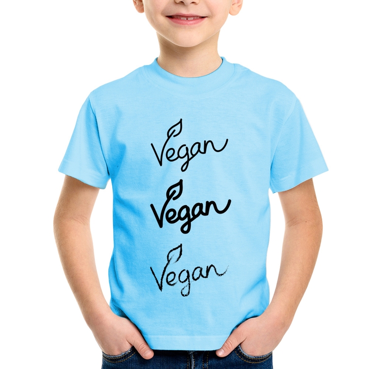 Camiseta Infantil Vegan - Azul Bebê