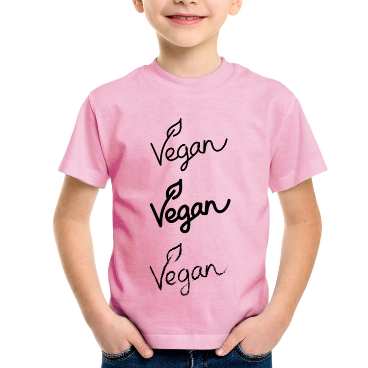 Camiseta Infantil Vegan - Rosa Bebê