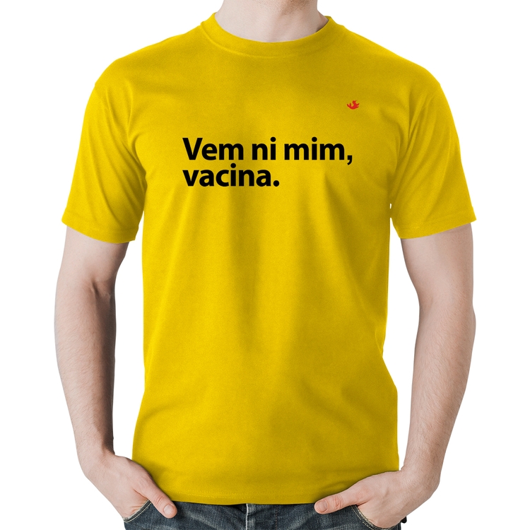 Camiseta Algodão Vem ni mim vacina - Amarela