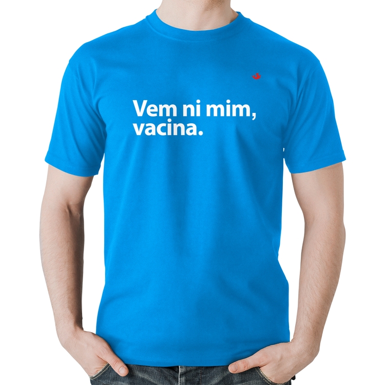 Camiseta Algodão Vem ni mim vacina - Azul