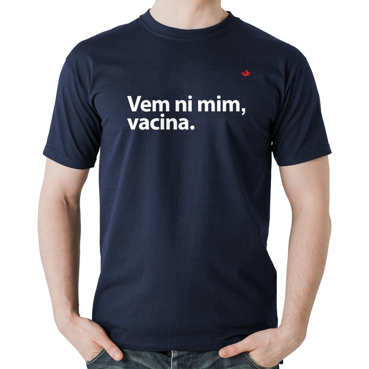 Camiseta Algodão Vem ni mim vacina - Marinho