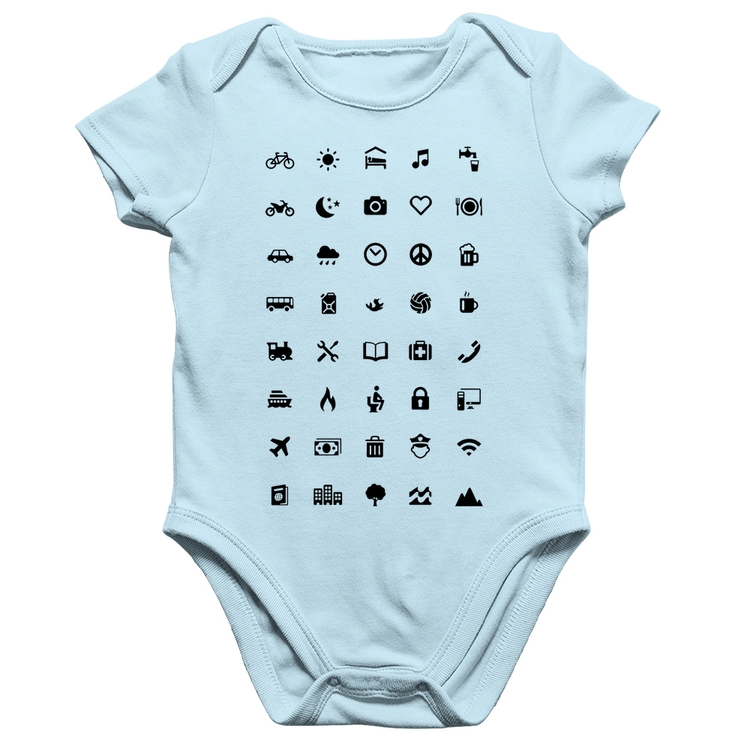 Body Bebê Algodão Viajante 40 Icones Turista - Azul Bebê