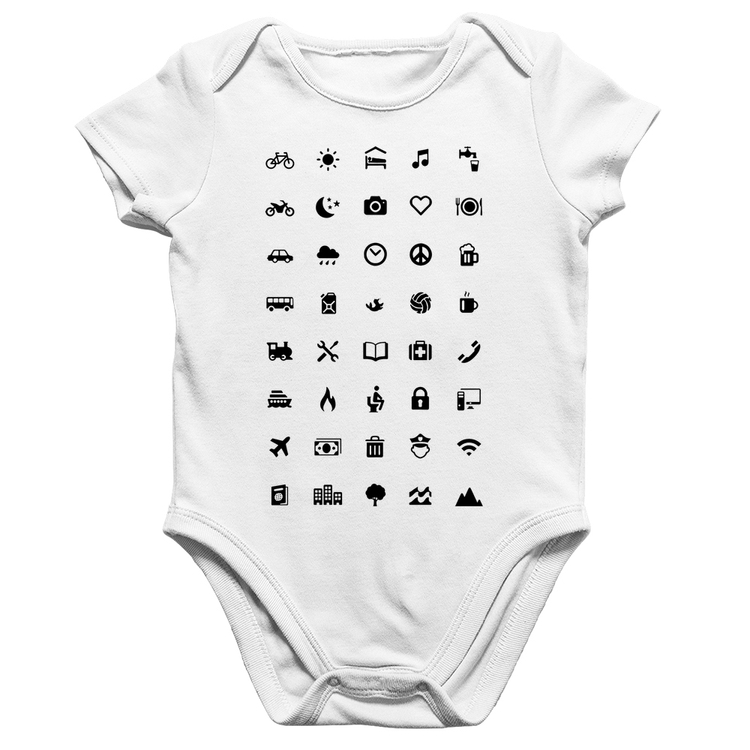 Body Bebê Algodão Viajante 40 Icones Turista - Branco