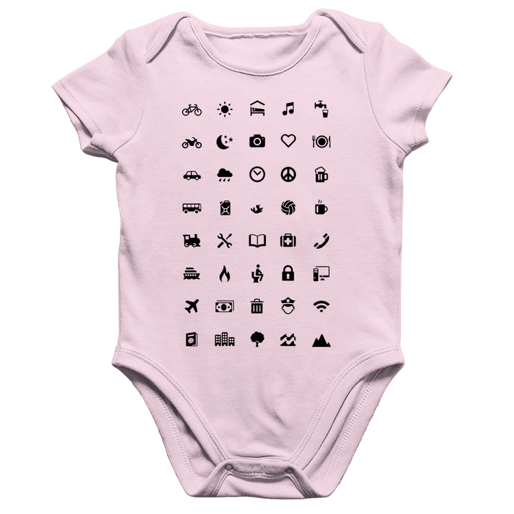 Body Bebê Algodão Viajante 40 Icones Turista - Rosa Bebê