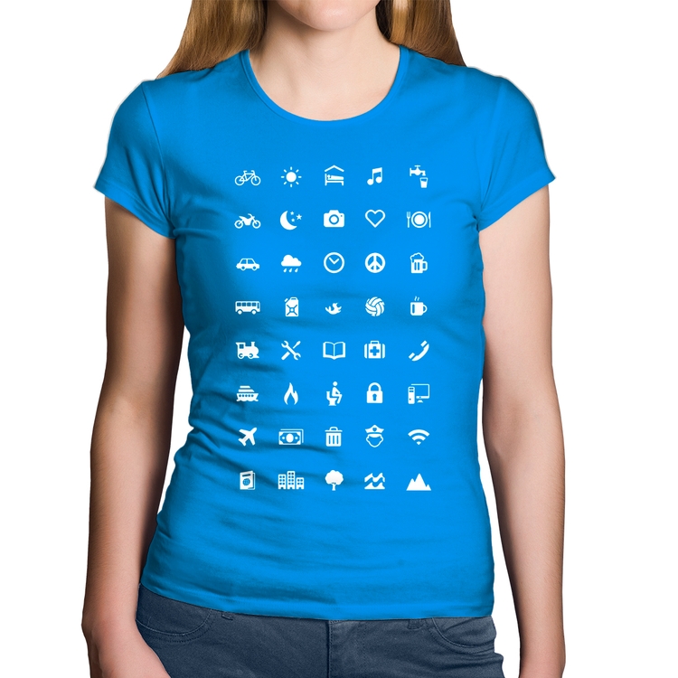 Baby Look Algodão Viajante 40 Icones Turista - Azul