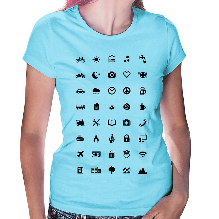 Baby Look Viajante 40 Icones Turista - Azul Bebê