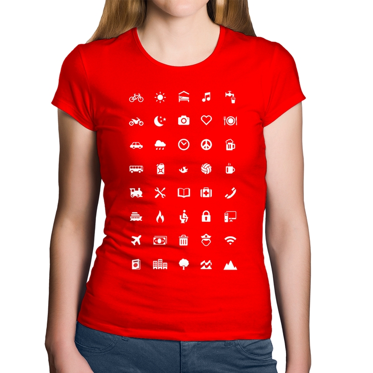 Baby Look Algodão Viajante 40 Icones Turista - Vermelha