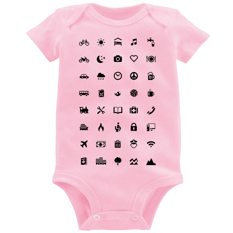 Body Bebê Viajante 40 Icones Turista - Rosa Bebê