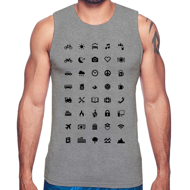 Regata Viajante 40 Icones Turista - Cinza