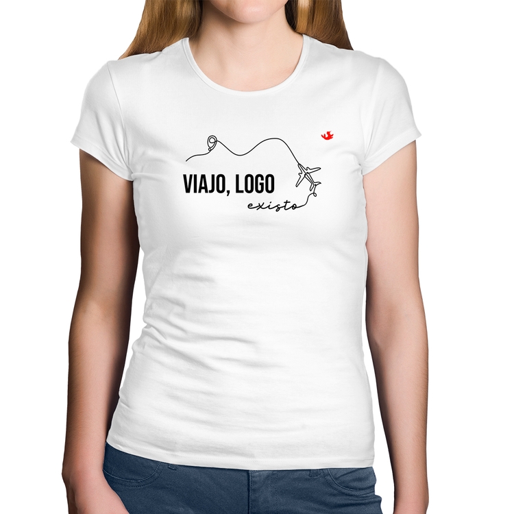 Baby Look Algodão Viajo, logo existo - Branca