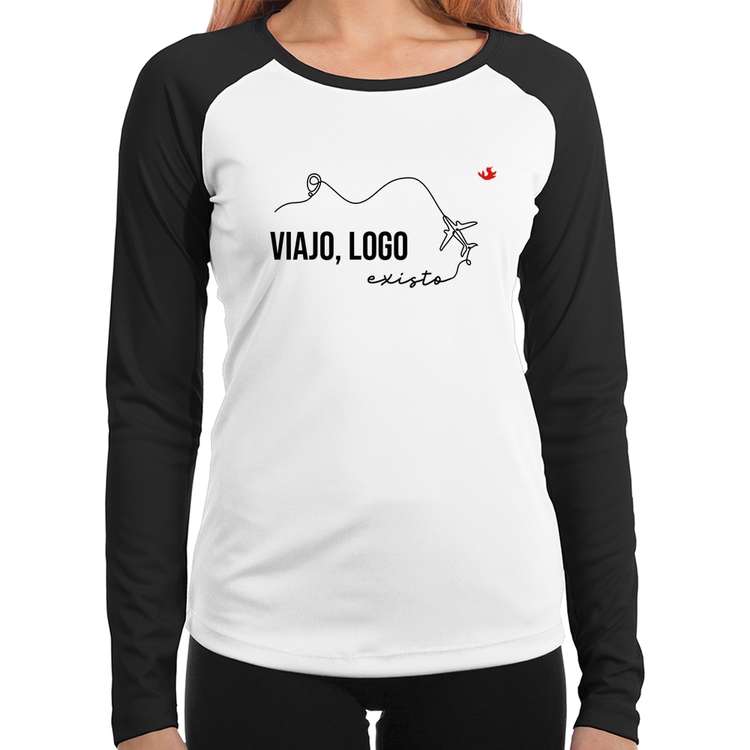 Baby Look Raglan Viajo, logo existo Manga Longa