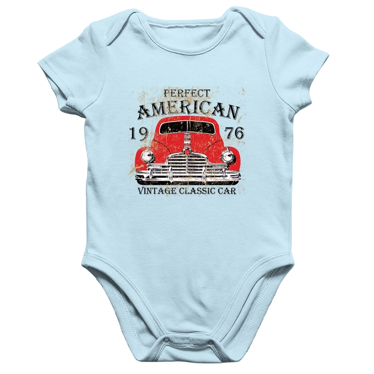 Body Bebê Algodão Vintage Classic Car - Azul Bebê