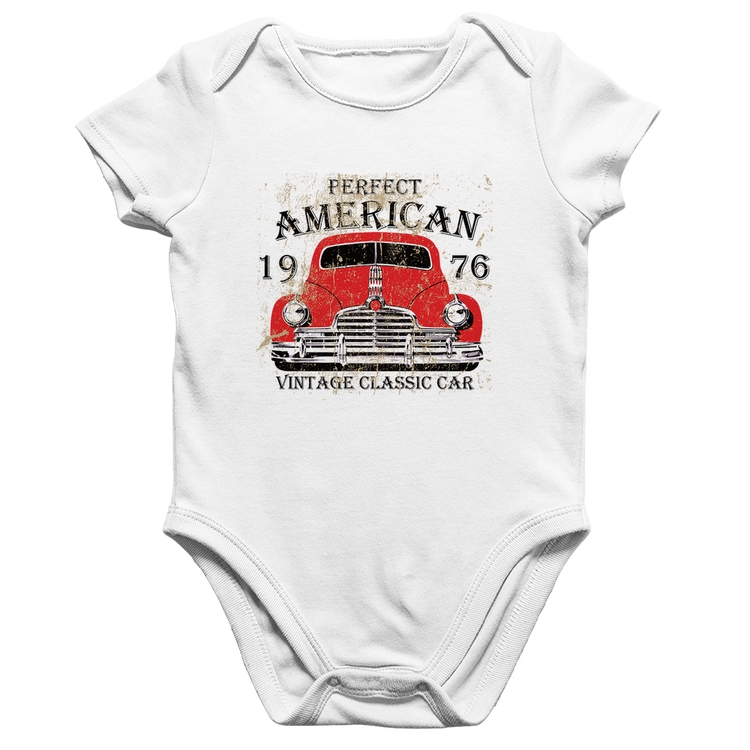 Body Bebê Algodão Vintage Classic Car - Branco