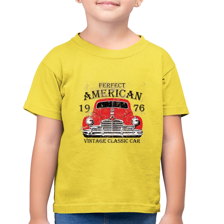 Camiseta Algodão Infantil Vintage Classic Car - Amarelo Canário