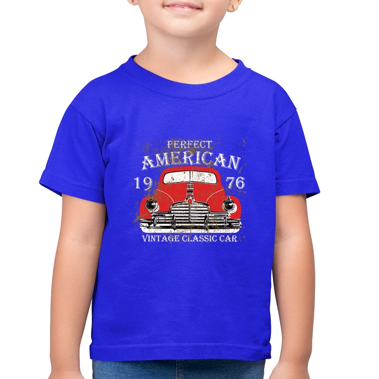 Camiseta Algodão Infantil Vintage Classic Car - Azul Royal