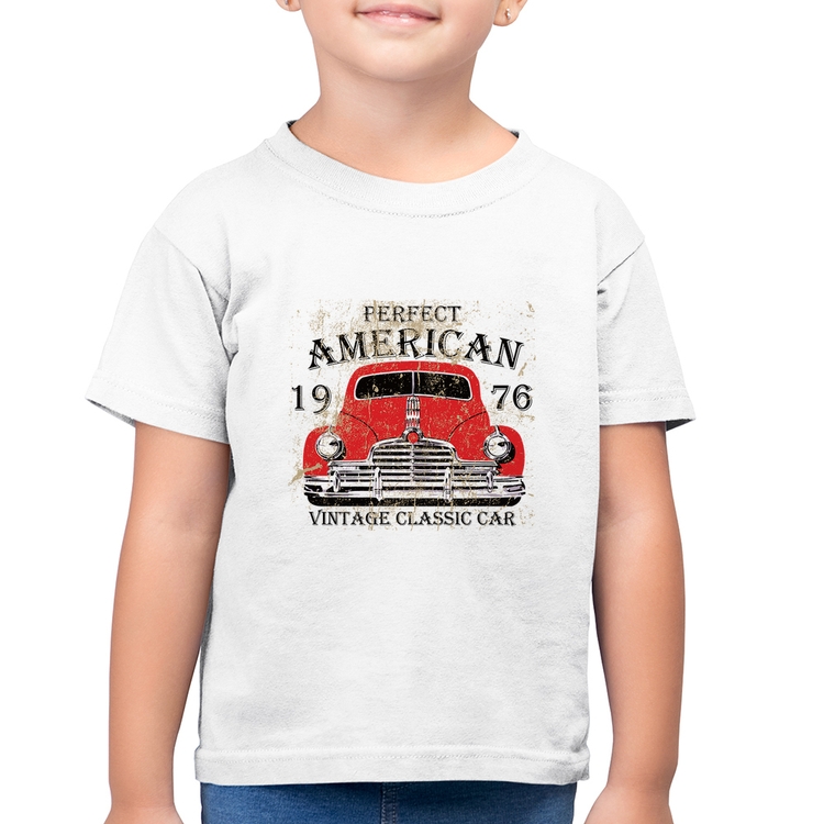 Camiseta Algodão Infantil Vintage Classic Car - Branca