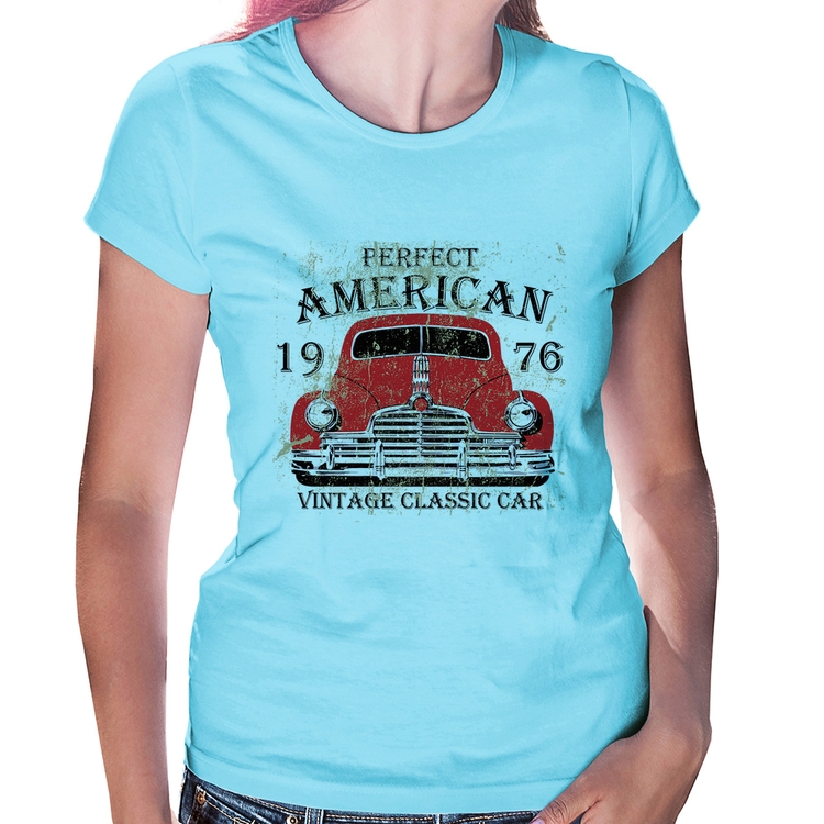 Baby Look Vintage Classic Car - Azul Bebê