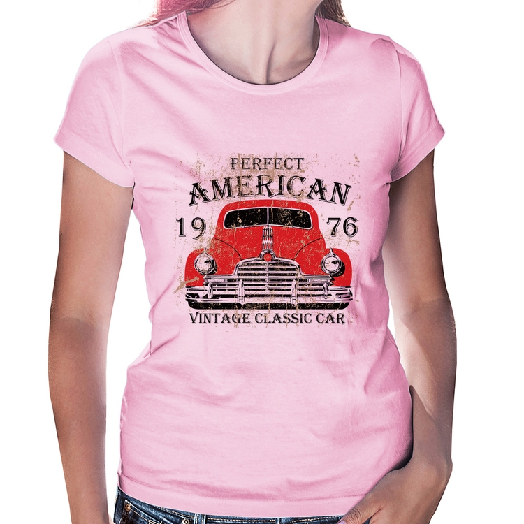 Baby Look Vintage Classic Car - Rosa Bebê