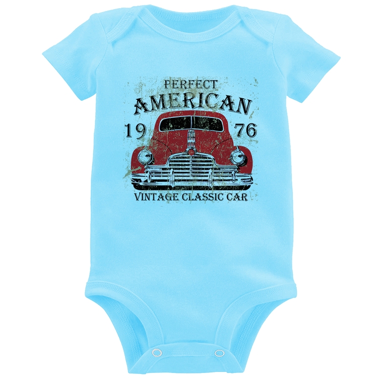 Body Bebê Vintage Classic Car - Azul Bebê