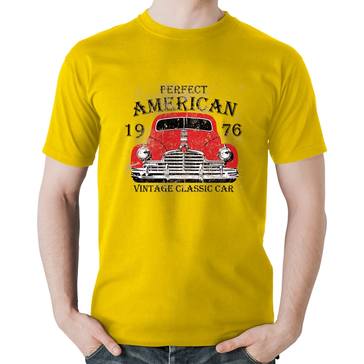 Camiseta Algodão Vintage Classic Car - Amarela
