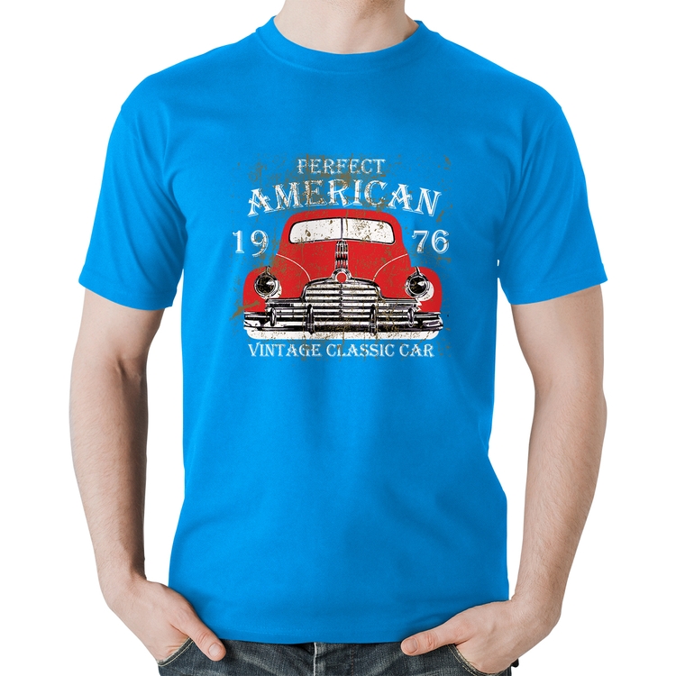 Camiseta Algodão Vintage Classic Car - Azul