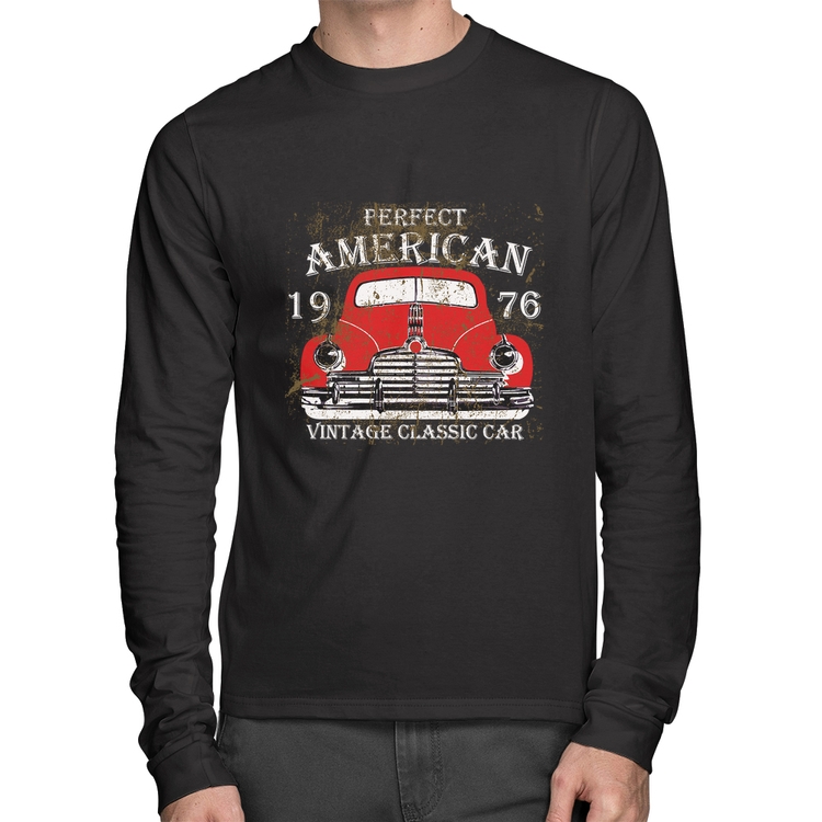 Camiseta Algodão Vintage Classic Car Manga Longa