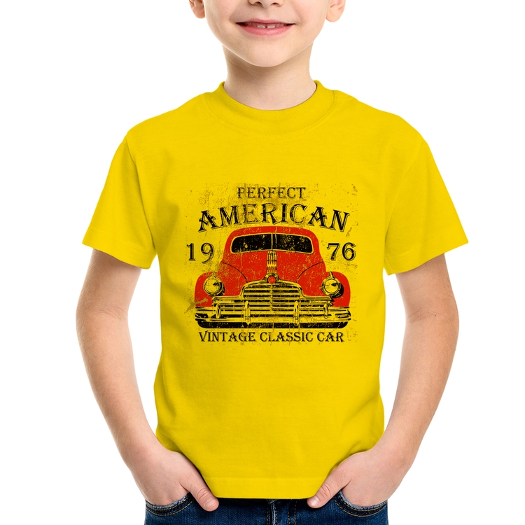 Camiseta Infantil Vintage Classic Car - Amarela