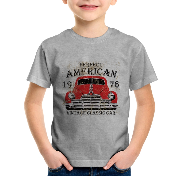 Camiseta Infantil Vintage Classic Car - Cinza