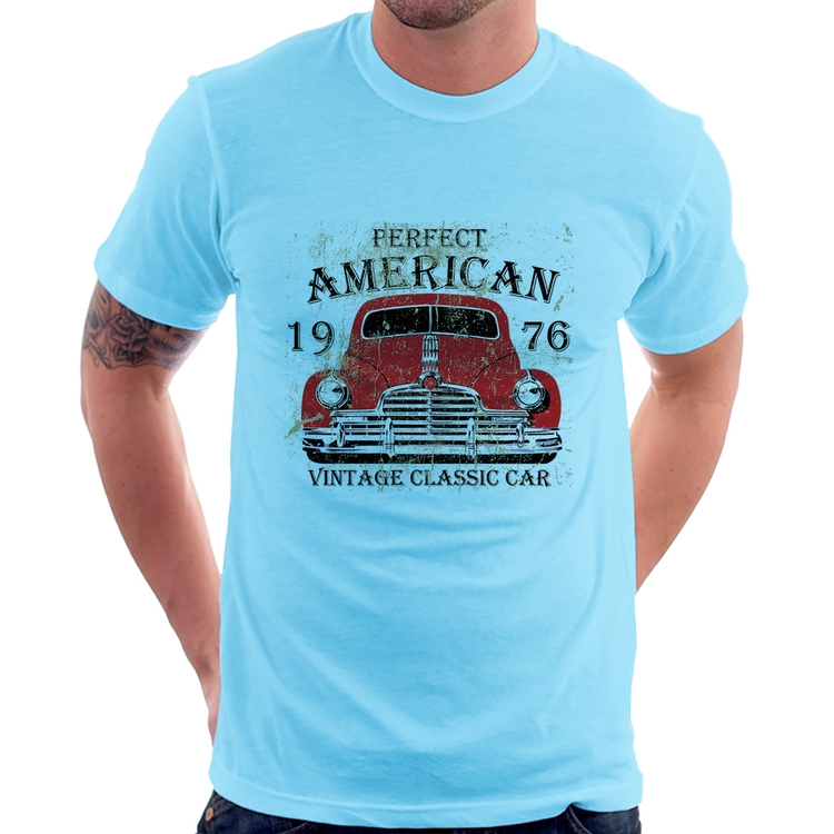 Camiseta Vintage Classic Car - Azul Bebê