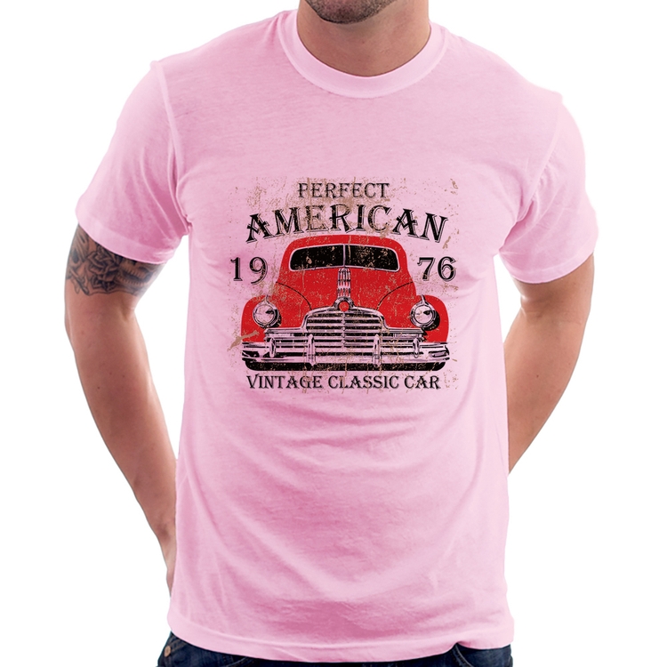 Camiseta Vintage Classic Car - Rosa Bebê