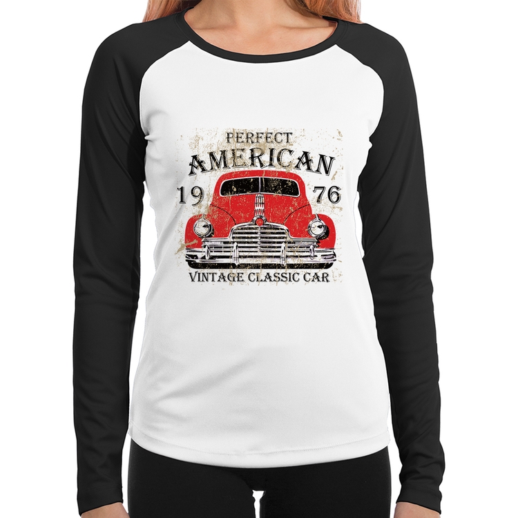 Baby Look Raglan Vintage Classic Car Manga Longa