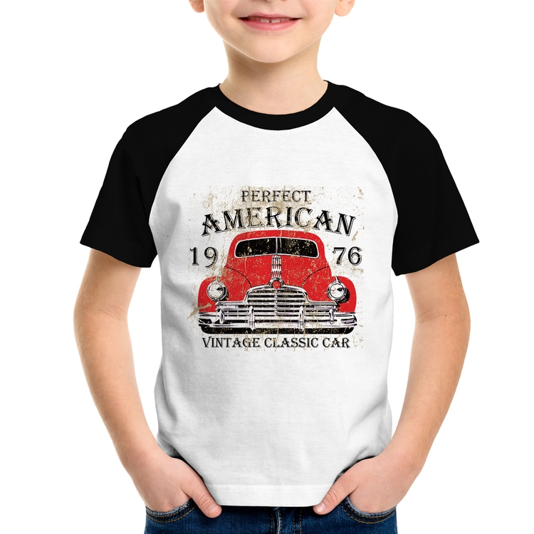 Camiseta Raglan Infantil Vintage Classic Car
