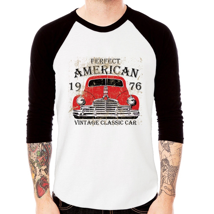 Camiseta Raglan Vintage Classic Car Manga 3/4