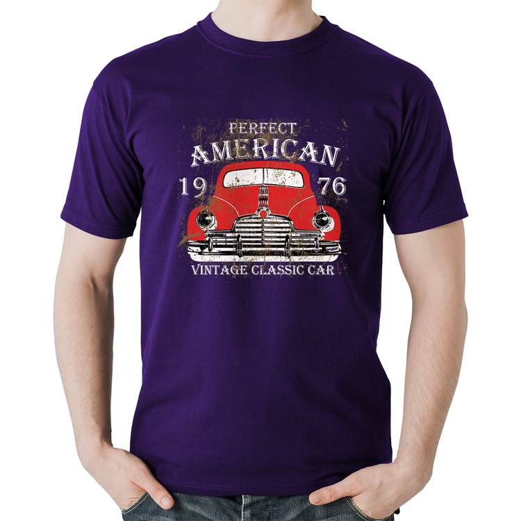 Camiseta Algodão Vintage Classic Car - Roxa
