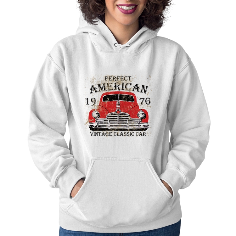 Moletom Feminino Vintage Classic Car - Branco