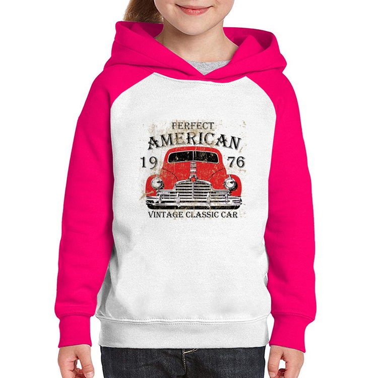 Moletom Infantil Vintage Classic Car - Branco/Rosa