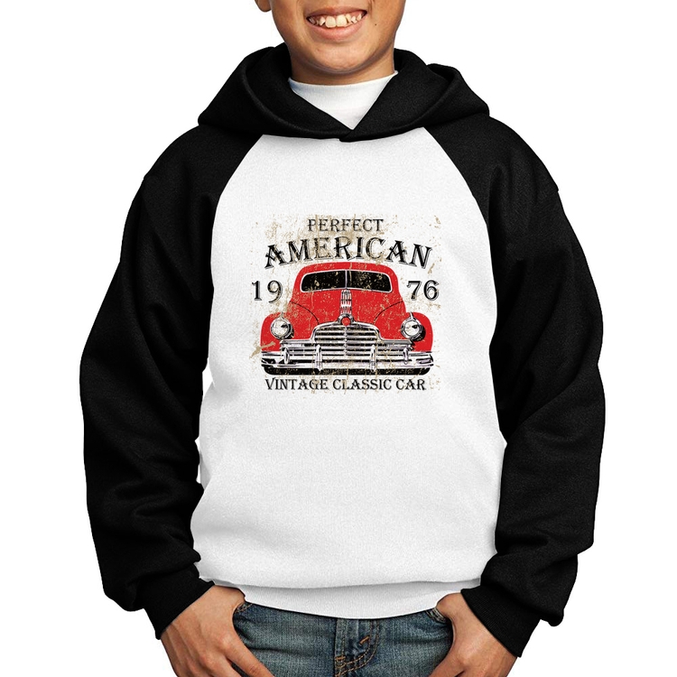 Moletom Infantil Vintage Classic Car - Branco/Preto