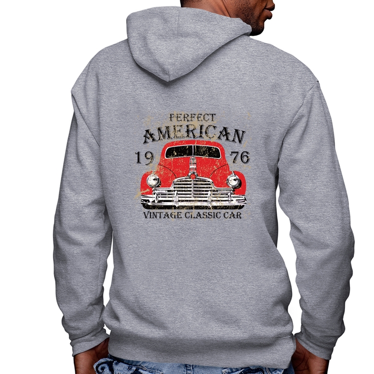 Blusa Moletom Vintage Classic Car Masculina com Capuz e Zíper - Mescla