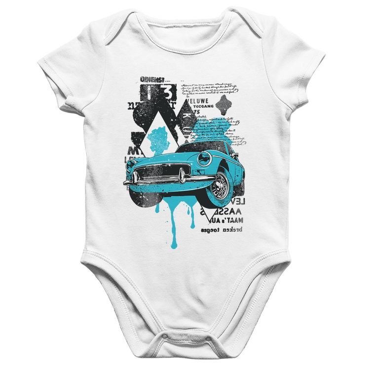 Body Bebê Algodão Vintage Classic Car Painting - Branco