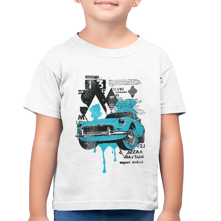 Camiseta Algodão Infantil Vintage Classic Car Painting - Branca