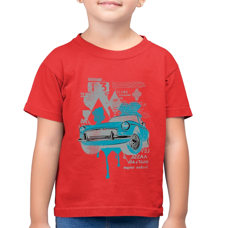Camiseta Algodão Infantil Vintage Classic Car Painting - Vermelha