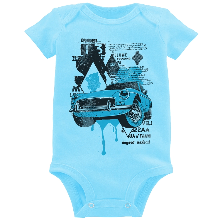 Body Bebê Vintage Classic Car Painting - Azul Bebê